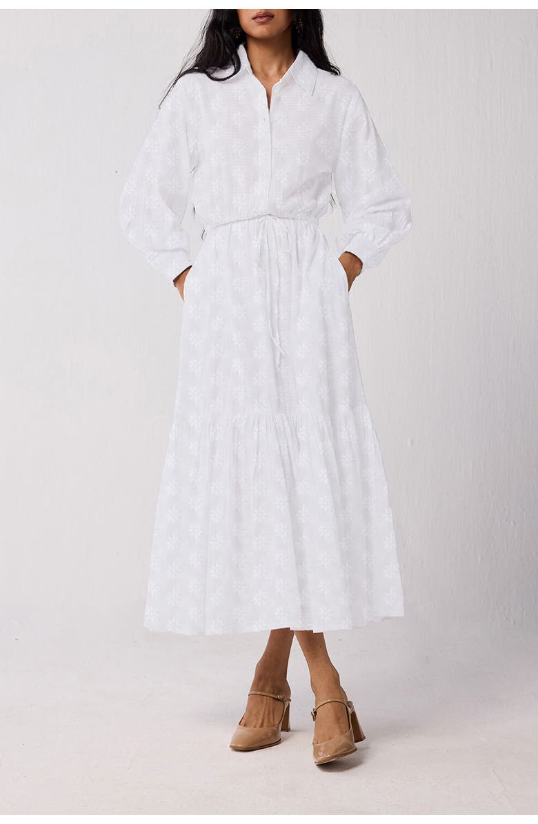 Reistor Flowing Tiered Maxi Dress, Main, color, White