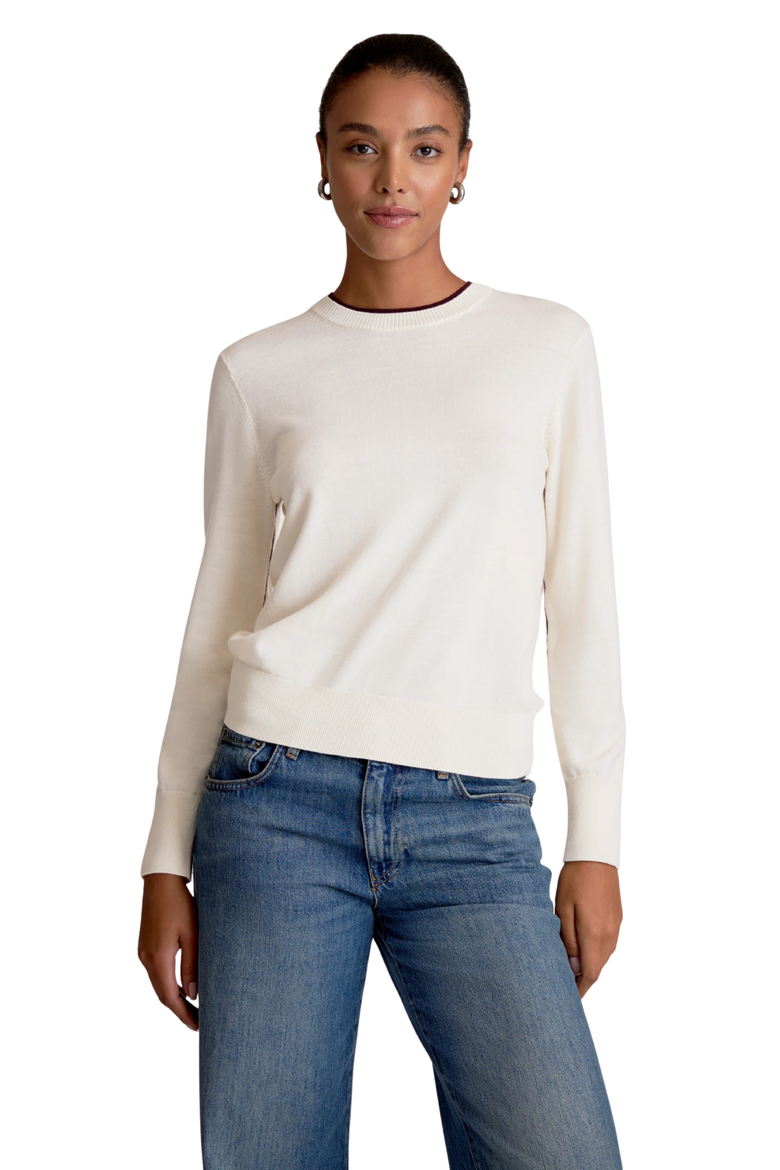 Kit Light Merino Contrast Sweater, Main, color, Garnet/Ivory