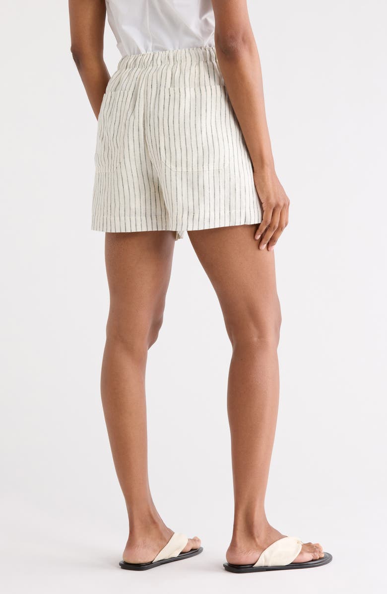 rag & bone Lori Stripe Linen Shorts, Alternate, color, Ivory