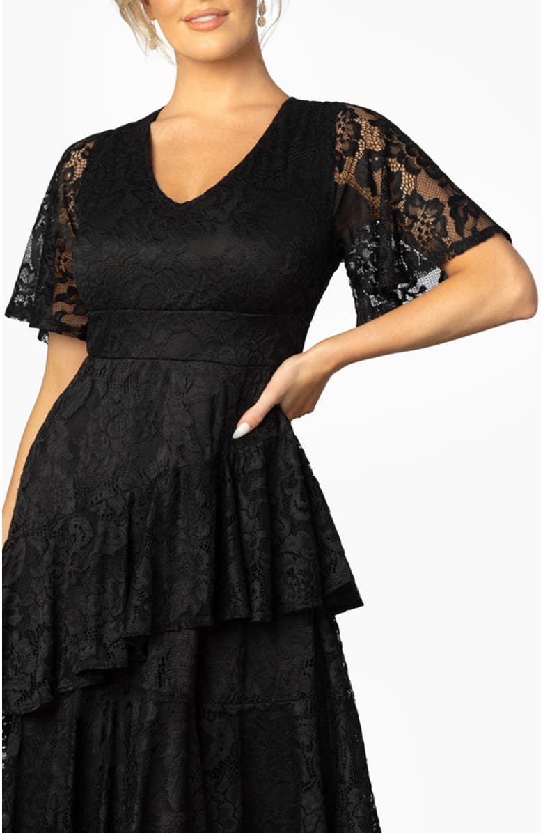 Kiyonna Lace Affair Cocktail Dress, Alternate, color, Onyx