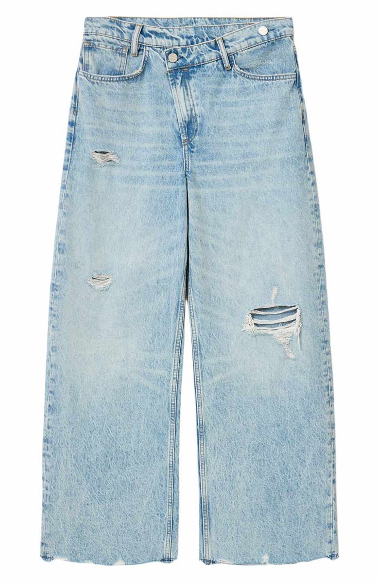AllSaints Aki Crossover Ripped Wide Leg Jeans, Alternate, color, 