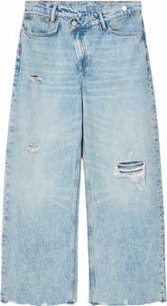 AllSaints Aki Crossover Ripped Wide Leg Jeans