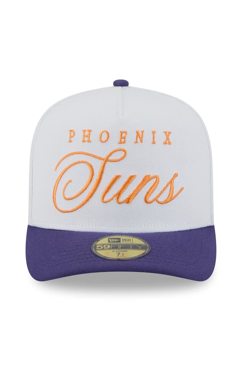 New Era Men's New Era White/Purple Phoenix Suns 2025 NBA Draft A-Frame 59FIFTY Fitted Hat, Alternate, color, White