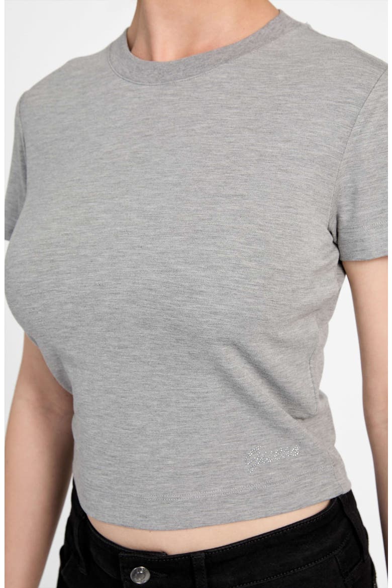 Basic Crop Mini Logo T-Shirt, Alternate, color, MARBLE HEATHER