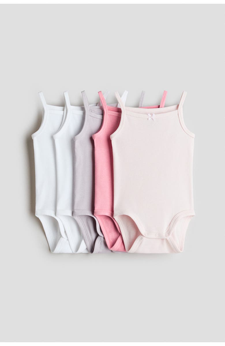 H&M 5-pack Cotton Bodysuits, Main, color, Pink/Light Purple