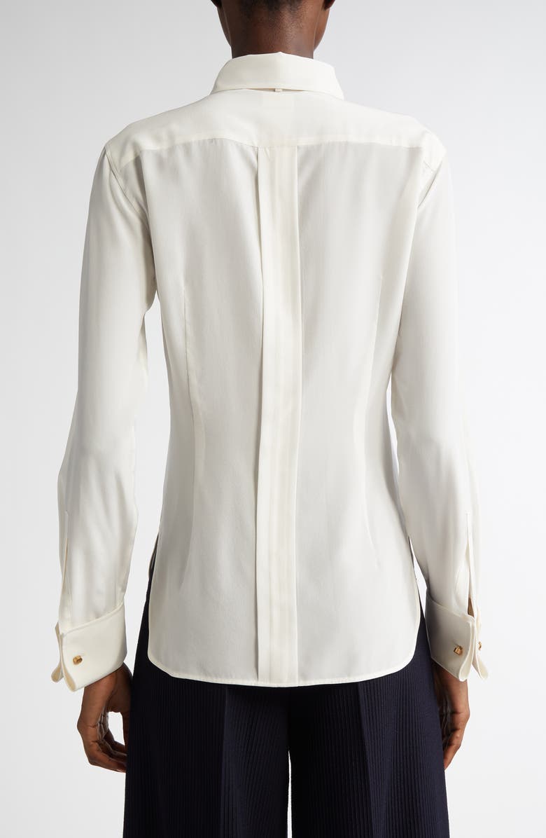 Max Mara Apollo Silk Crêpe de Chine Button-Up Shirt with Neck Ties, Alternate, color, Silk