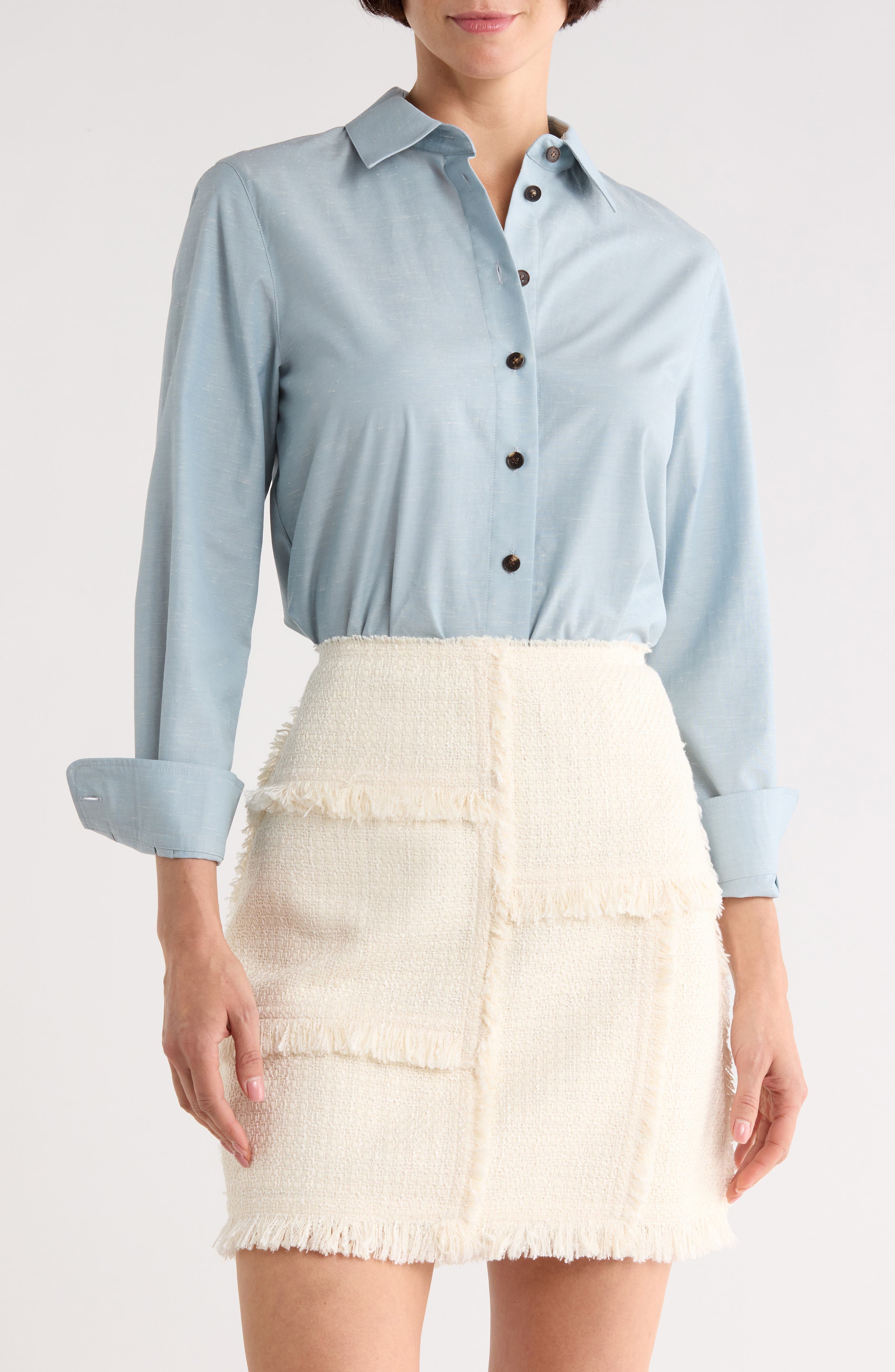 Slub Cotton Button-Up Shirt
