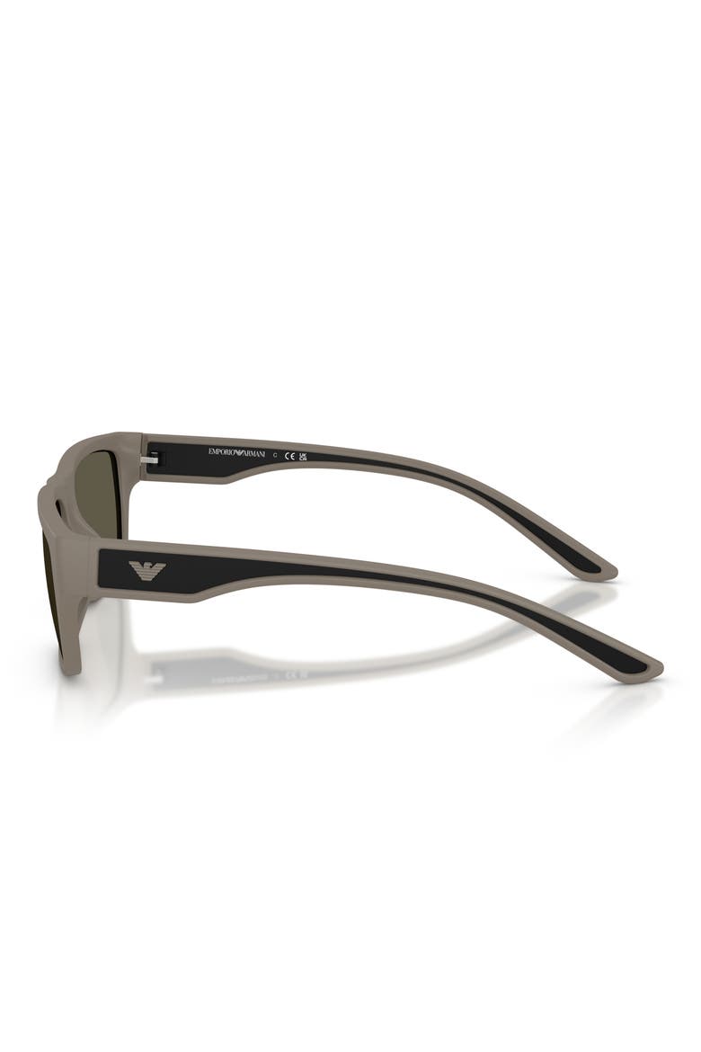 57mm Rectangle Sunglasses, Alternate, color, RUBBERIZED MATTE BROWN / GREY