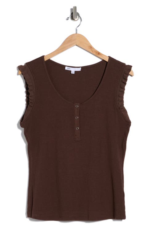 Scoop Neck Rib Knit Henley