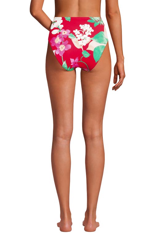 LANDS' END LANDS' END RIBBED SMOOTHING HIGH WAISTED BIKINI BOTTOMS