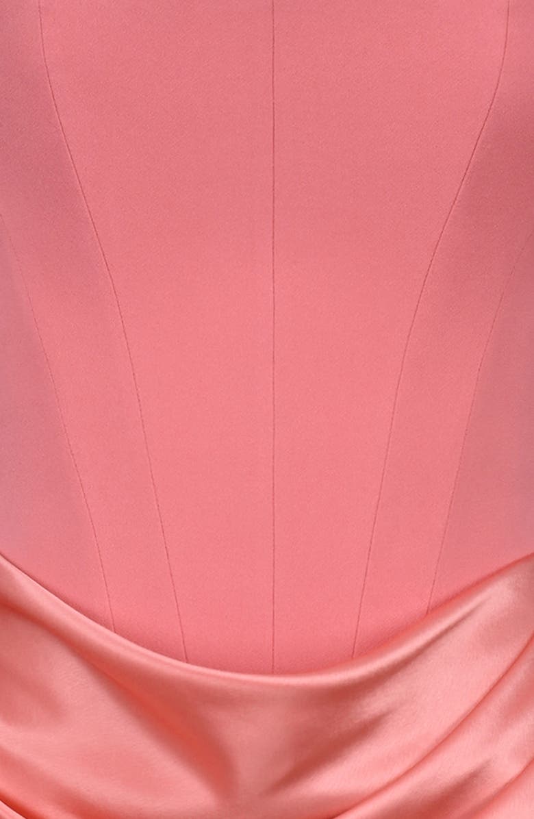 HOUSE OF CB Persephone Strapless Corset Satin & Stretch Crepe Mermaid Gown, Alternate, color, Raspberry