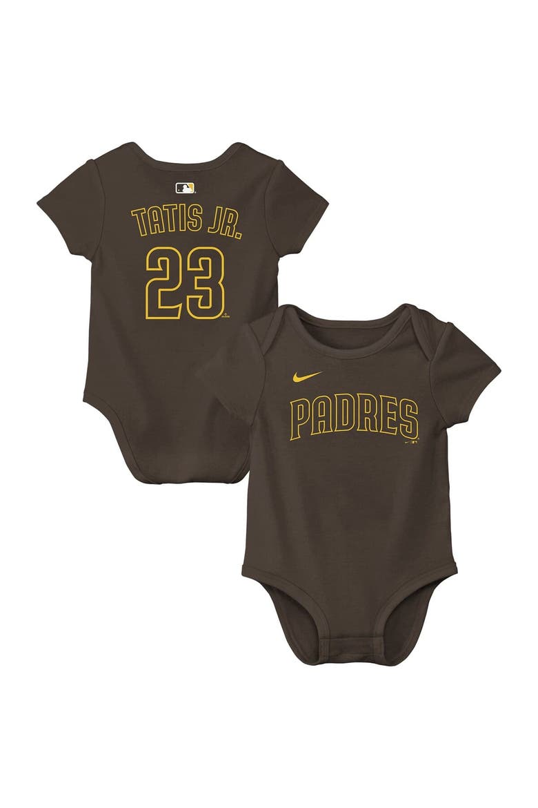 Newborn & Infant Nike Fernando Tatis Jr. Brown San Diego Padres Name & Number Bodysuit, Main, color, Brown