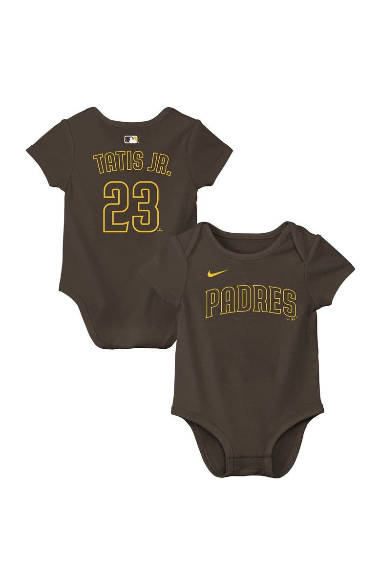 Nike Newborn & Infant Nike Fernando Tatis Jr. Brown San Diego Padres Name & Number Bodysuit, Main, color, Brown