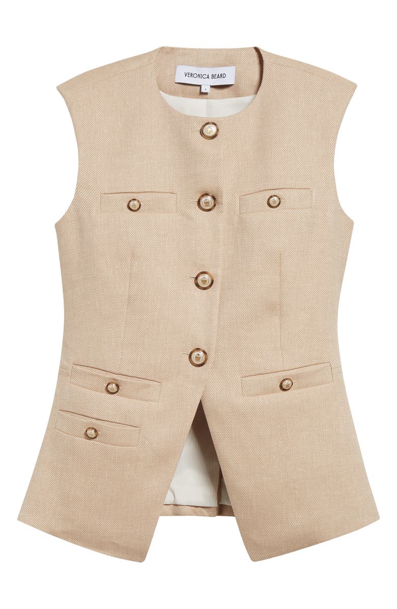 Veronica Beard Tamara Linen Blend Twill Vest, Main, color,