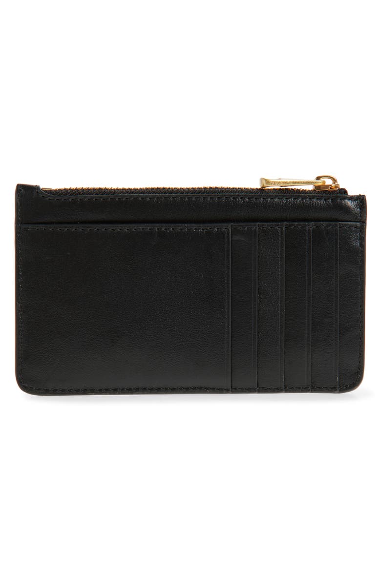 Leather Zip-Top Card Case, Alternate, color, BLACK