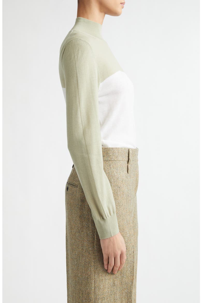 Two-Tone Wool Turtleneck Sweater, Alternate, color, WHITE/ SAGE