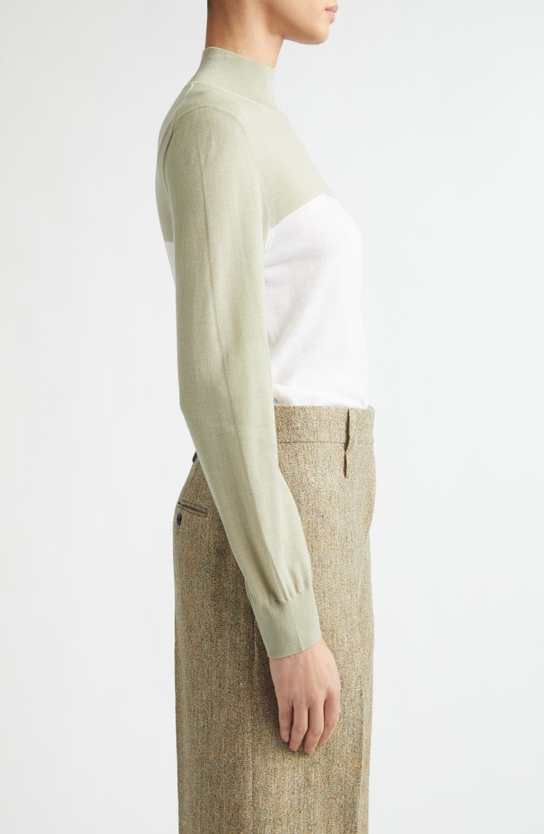 FERRAGAMO Two-Tone Wool Turtleneck Sweater, Alternate, color, White/ Sage