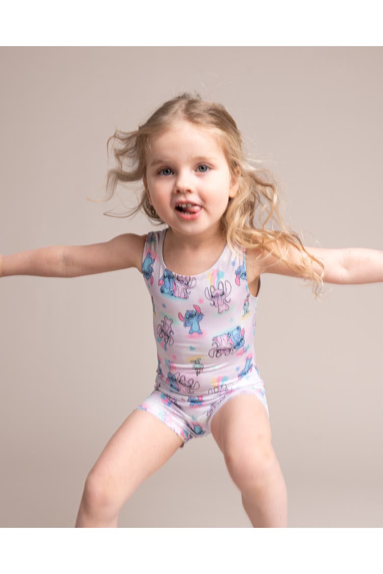 Lilo & Stitch Sleeveless Gymnastics One Piece Romper, Alternate, color, White Stitch Angel