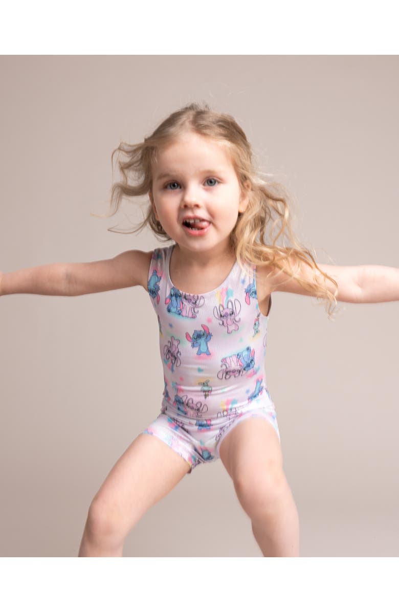 Disney Lilo & Stitch Sleeveless Gymnastics One Piece Romper, Alternate, color, White Stitch Angel