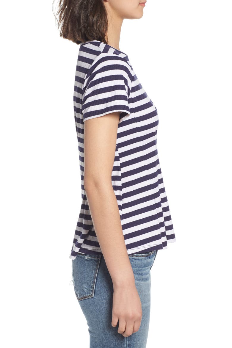 Stripe Peplum Tee, Alternate, color, NAVY/ WHITE STRIPE