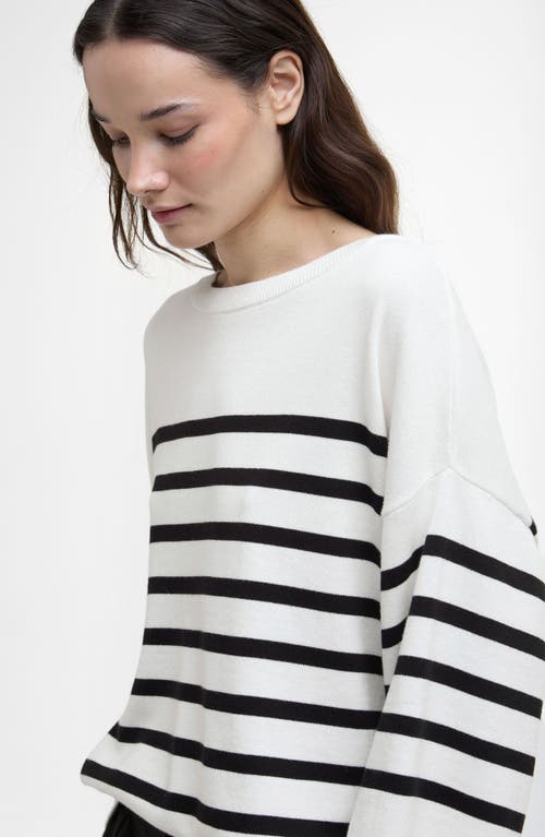 Barbour Renfew Stripe Sweater In Cloud Black Stripe