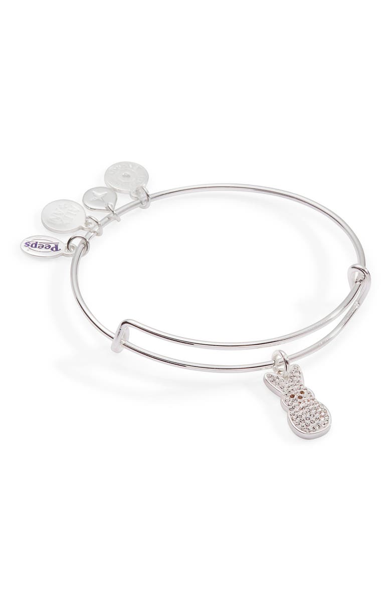 Alex and Ani Peeps<sup>®</sup> Pave Crystal Bunny Charm Bangle Bracelet, Main, color,