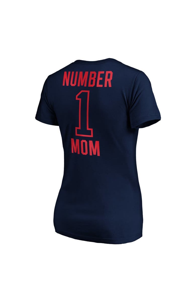FANATICS Women's Fanatics Navy New England Patriots #1 Mom Team Logo V-Neck T-Shirt, Alternate, color, 
