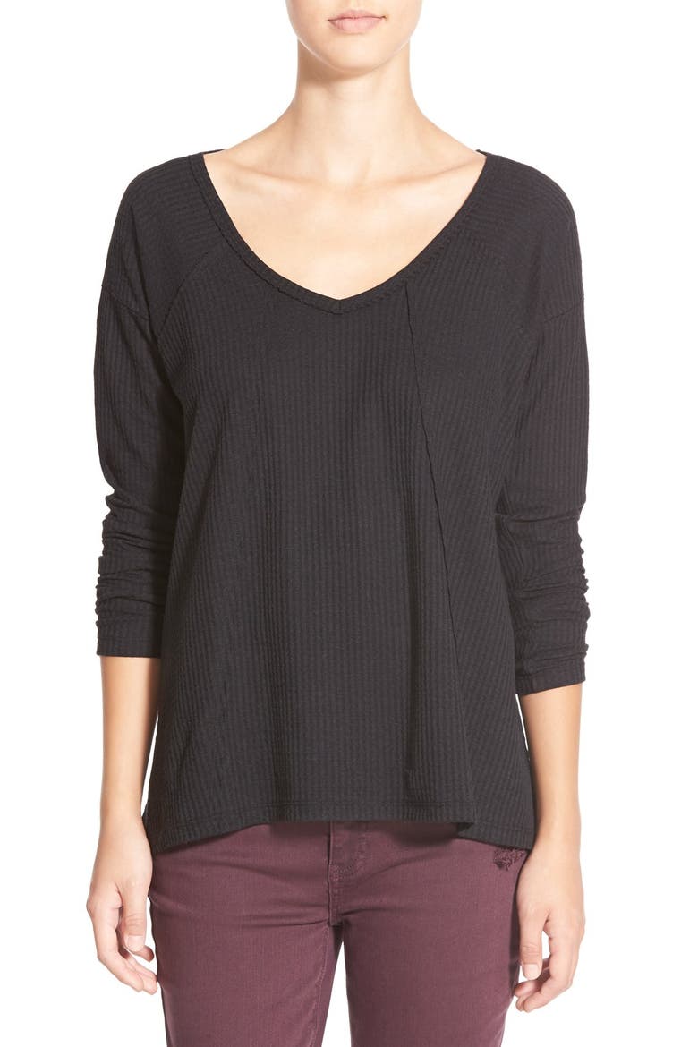 V-Neck Thermal Swing Top, Main, color, BLACK