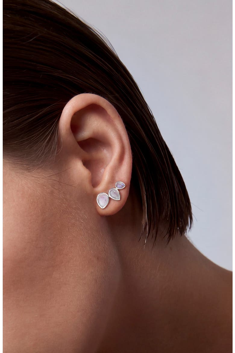 Marquise Moonstone Crawler Earrings, Alternate, color, WHITE/ SILVER