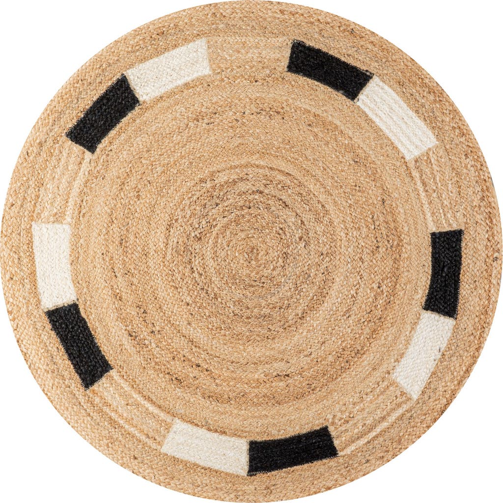 Jonathan Y Porto Geometric Jute Circle Round Area Rug In Natural/cream/black
