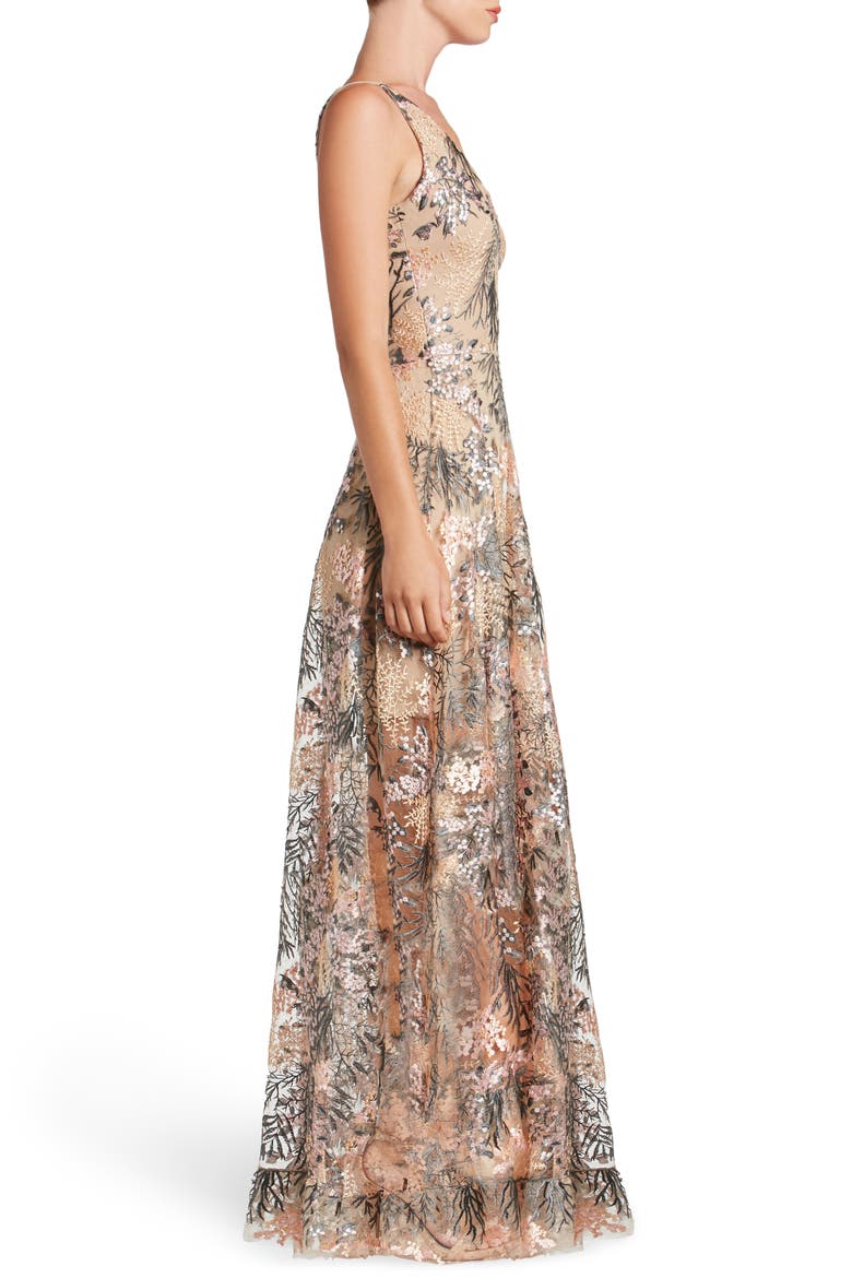 Sidney Embroidered Fit & Flare Gown, Alternate, color, PINK BLOSSOM