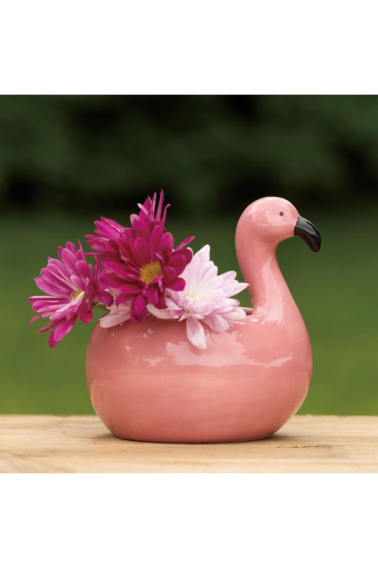 Dolomite Flamingo Floatie Planter Pink and Black for Spring Garden Decor, Alternate, color, Pink