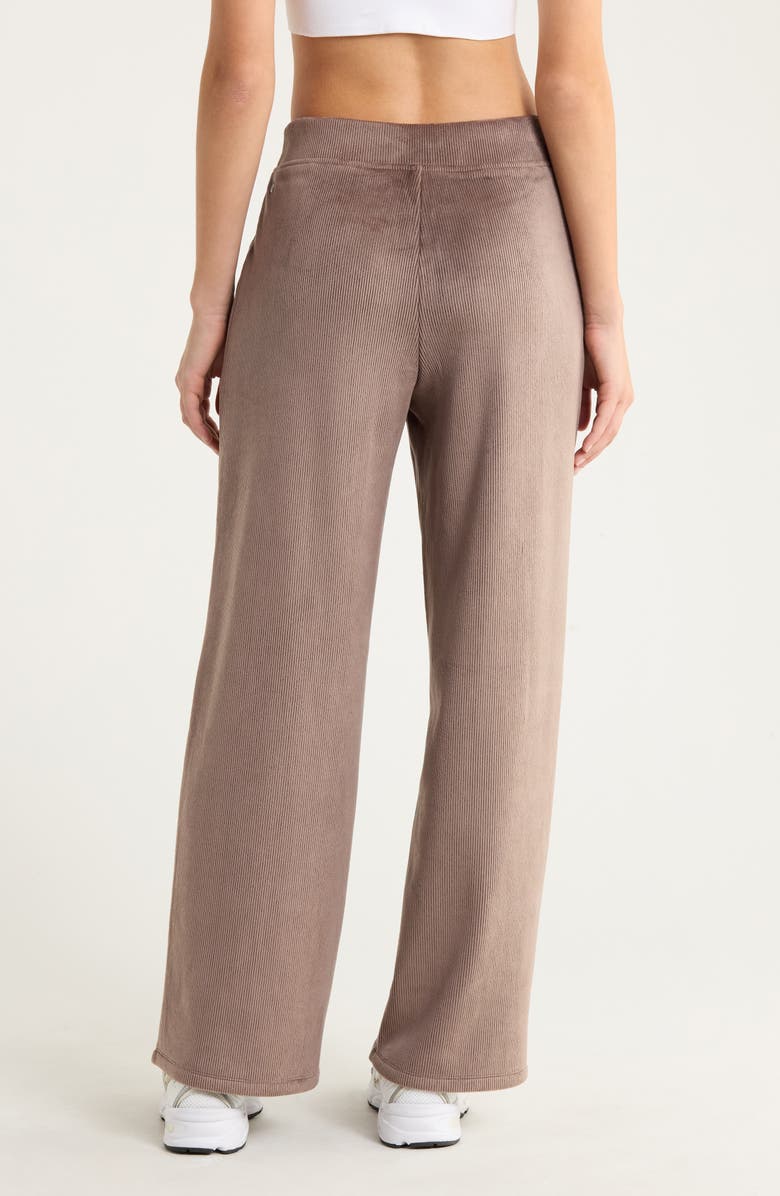 Zella Wide Leg Rib Velour Pants, Alternate, color, Brown Quartz