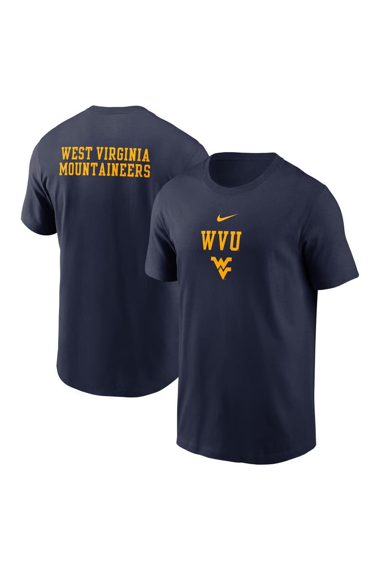 Men's Nike Navy West Virginia Mountaineers 2-Hit Stacked T-Shirt, Main, color, Navy