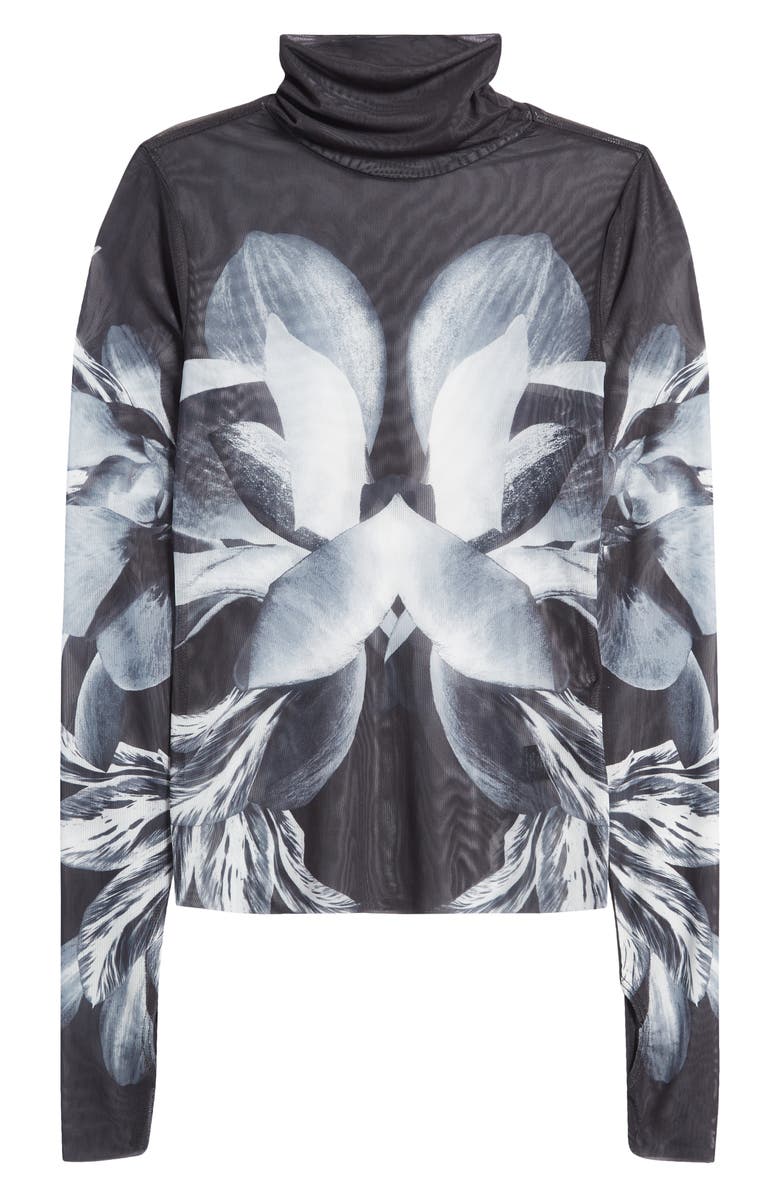AFRM Zadie Print Mesh Turtleneck Top, Alternate, color, 