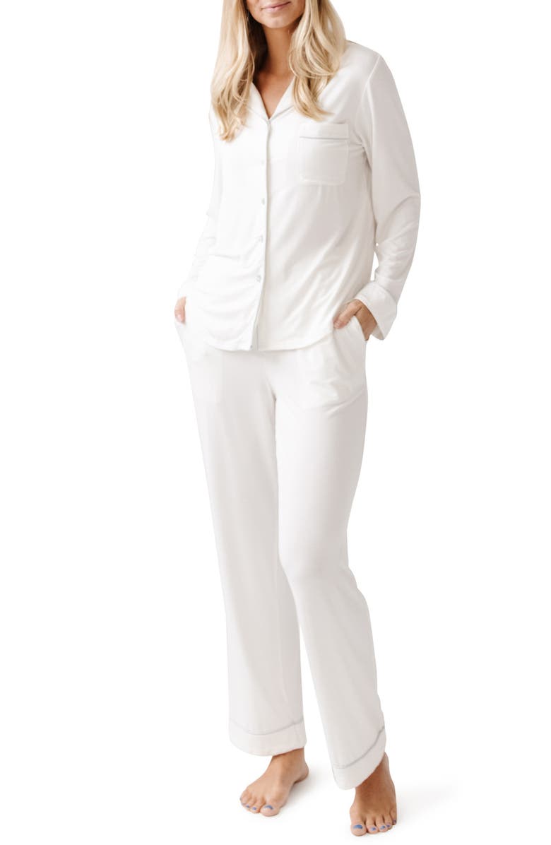 Cozy Earth Long Sleeve Knit Pajamas, Main, color, Ivory