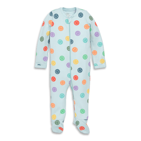 Baby Organic Zip Footie In Graphic Prints