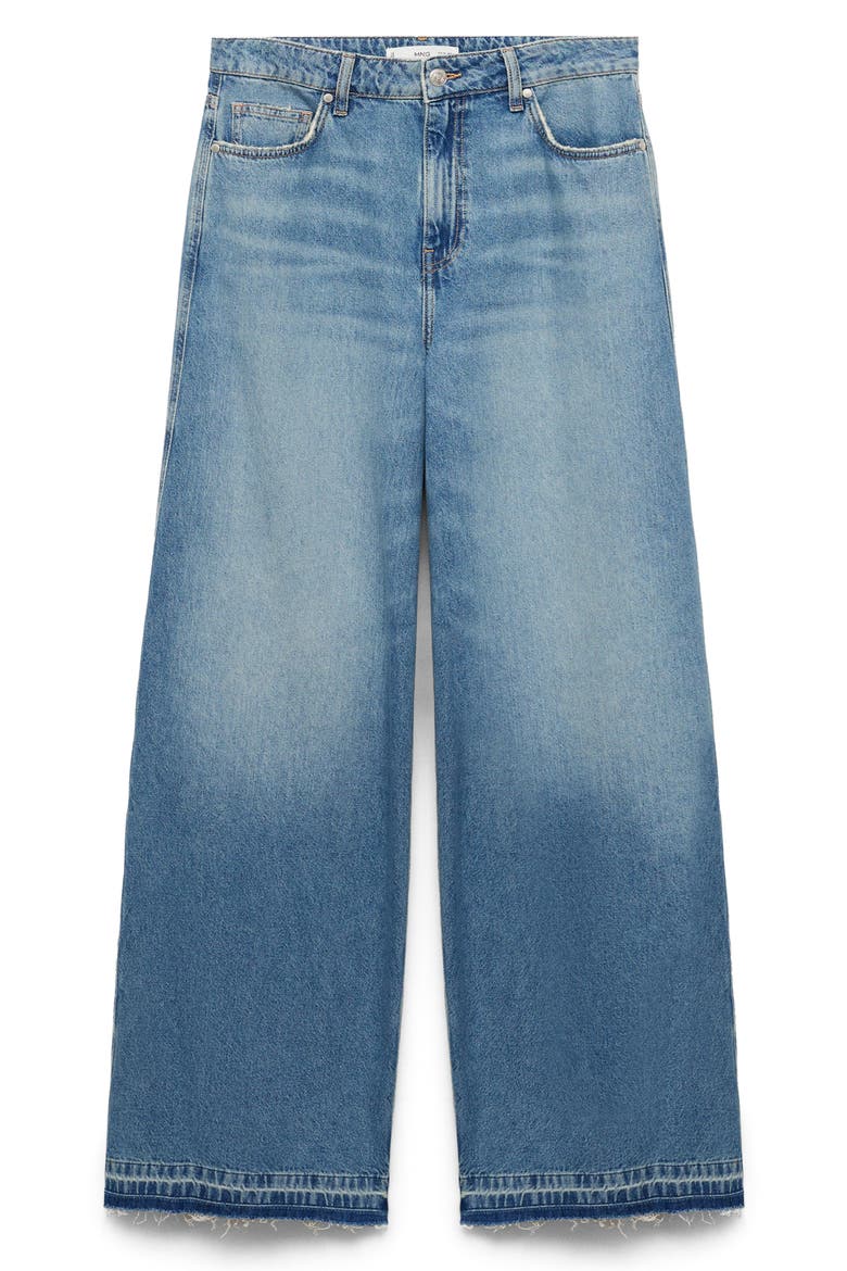Raw Hem Wide Leg Jeans, Alternate, color, MEDIUM BLUE