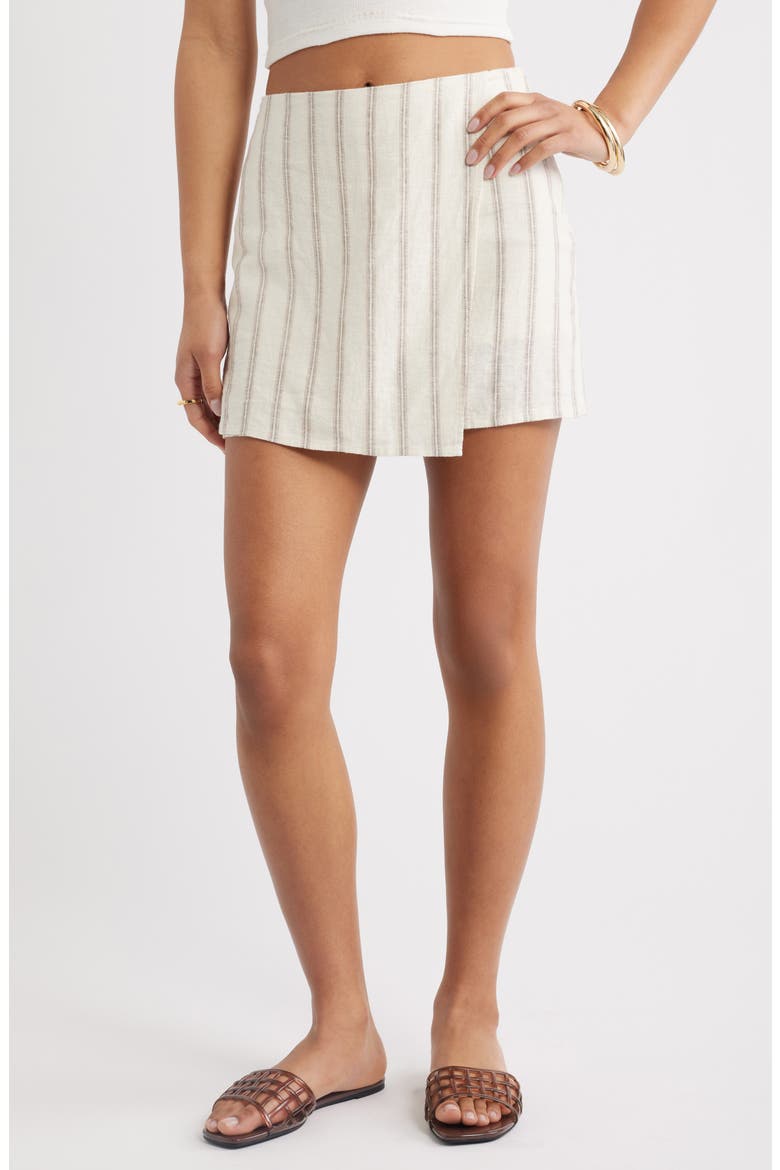 Linen Blend Skirt, Main, color, BEIGE CABANA STRIPE