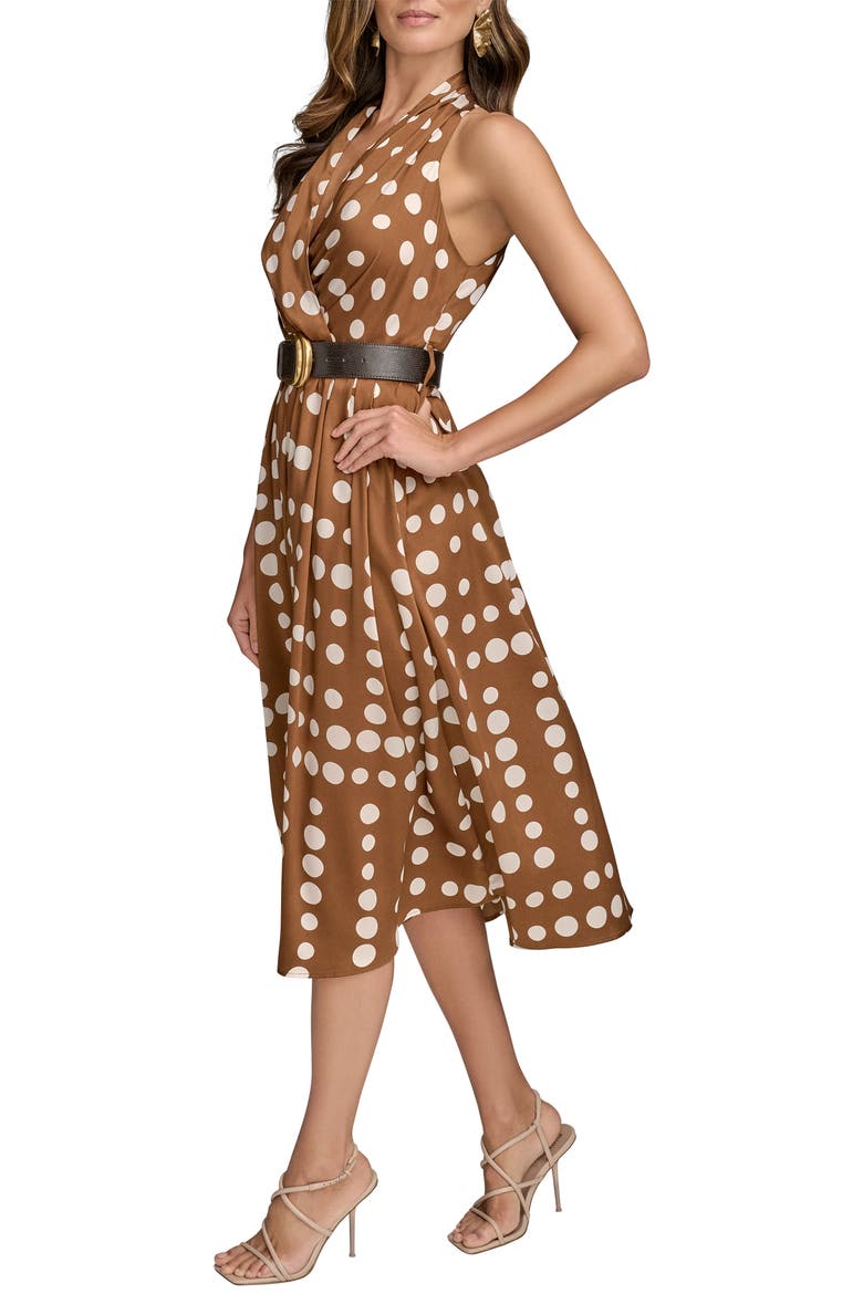 Polka Dot Belted Midi Dress, Alternate, color, RUSSET/ LIGHT CANVAS