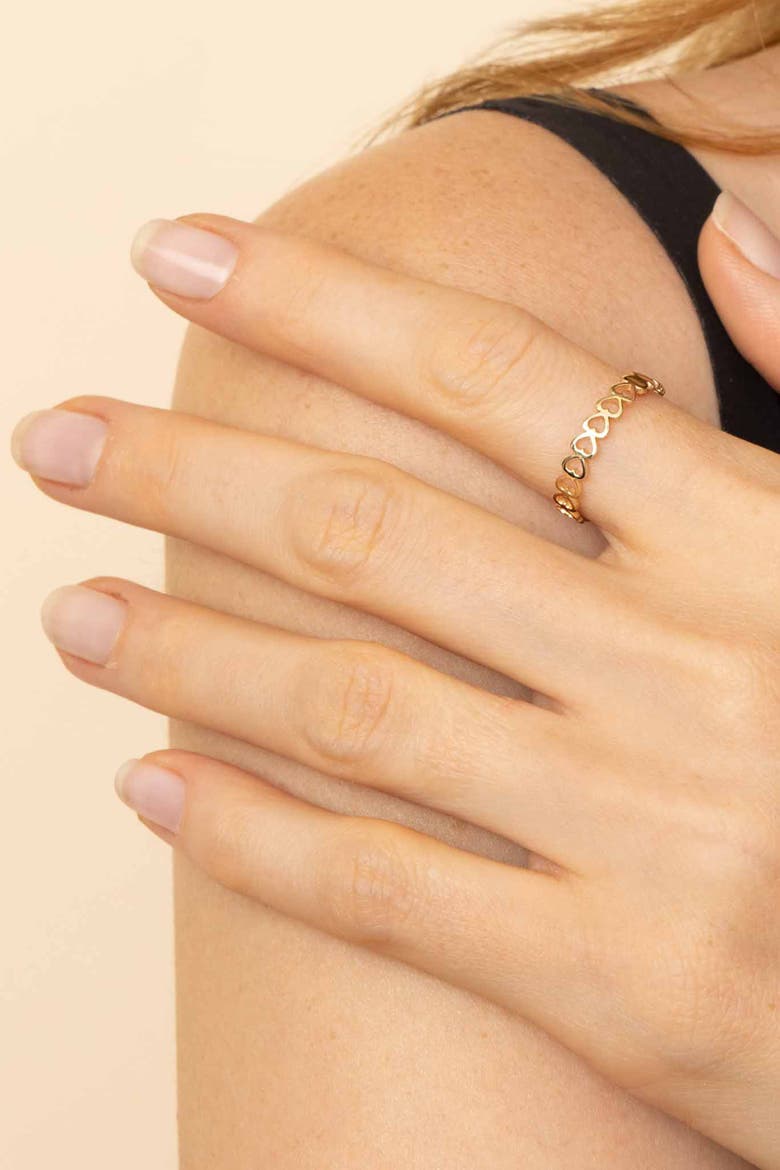 14K Gold Open Your Heart Stack Ring, Alternate, color, Yellow Gold