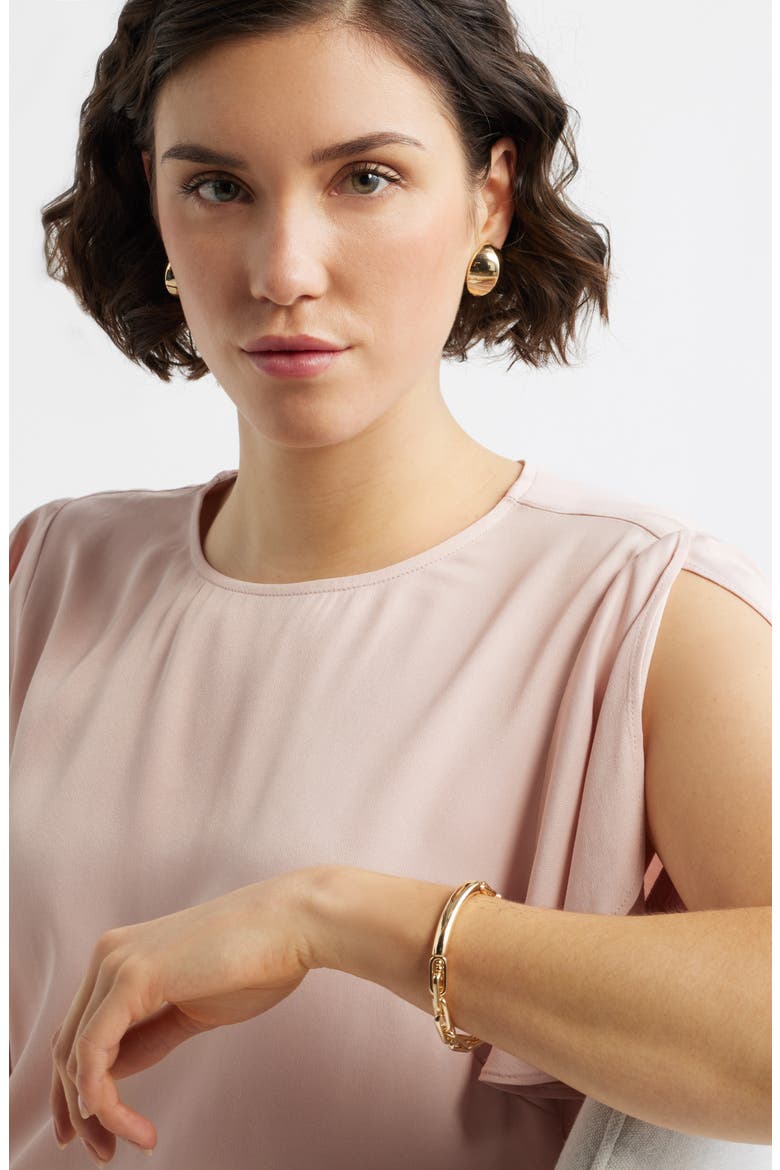Hammered Tube Stretch Bracelet, Alternate, color, GOLD