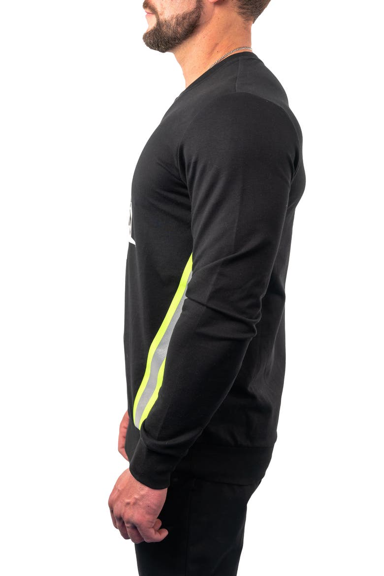 Lightening Black Stretch Cotton Graphic Crewneck Sweater, Alternate, color, BLACK