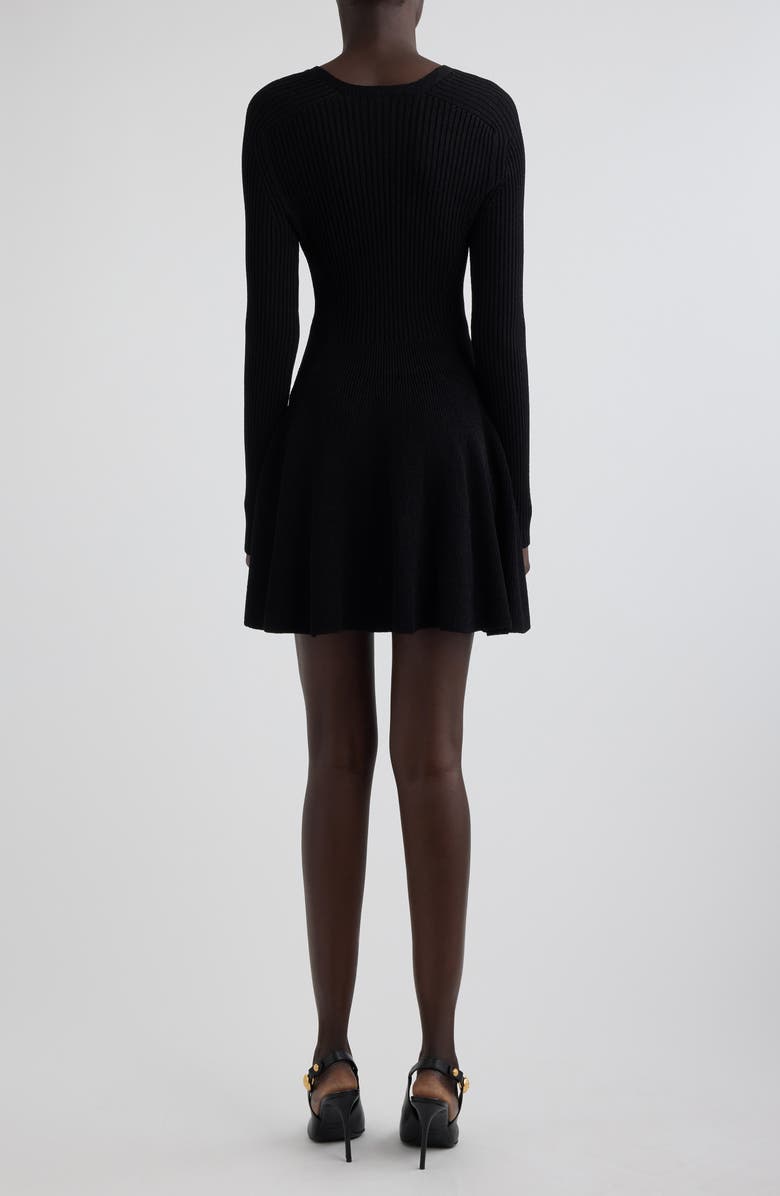 Balmain Long Sleeve Rib Sweater Dress, Alternate, color, 