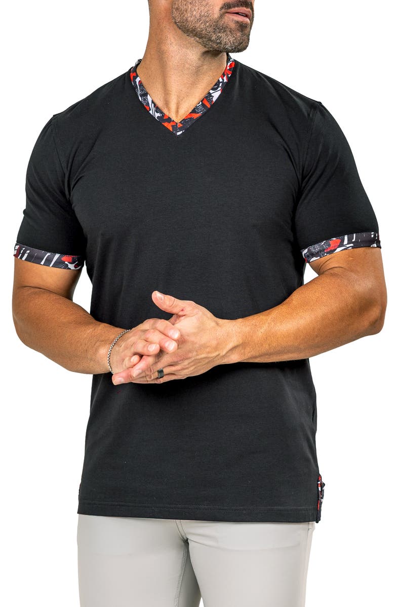 Maceoo Edison Marthyr0004 Black Cotton V-Neck T-Shirt, Alternate, color,
