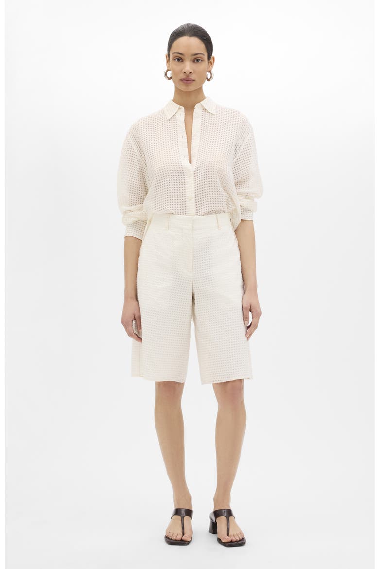 Gingham Bermuda Pant, Main, color, Off White
