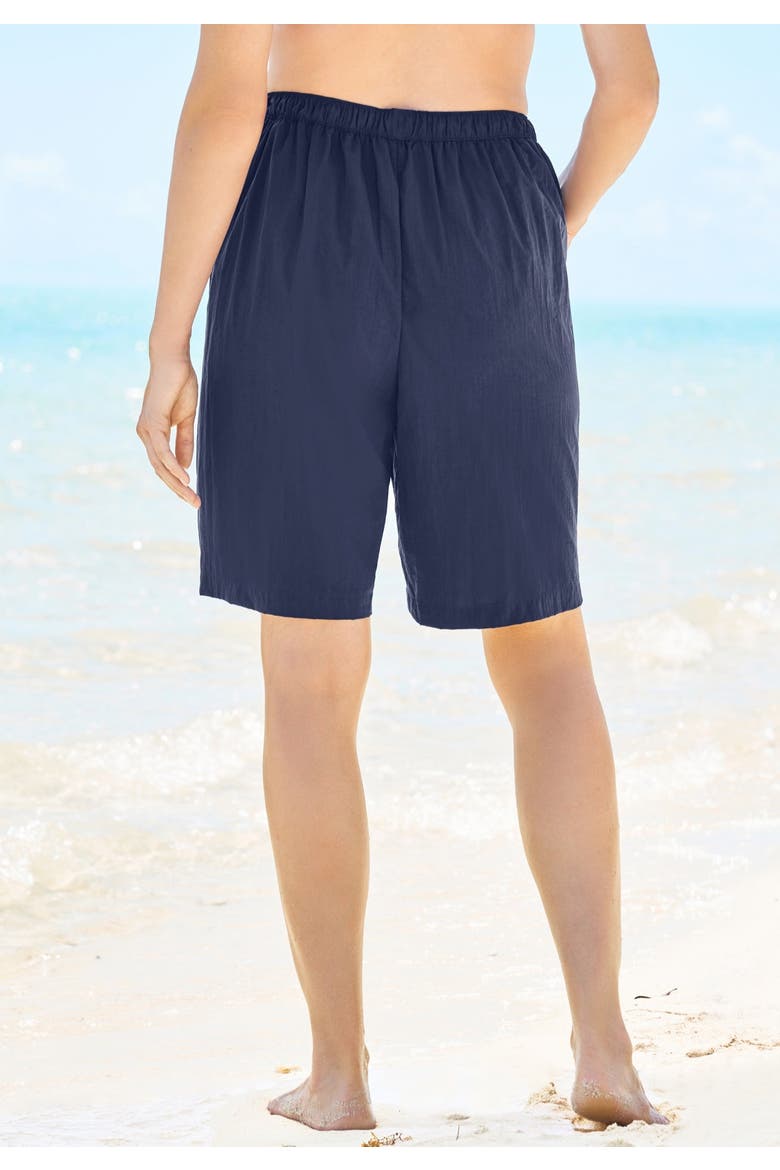 Taslon® Cover Up Board Shorts With Built In Brief, Alternate, color, BLACK