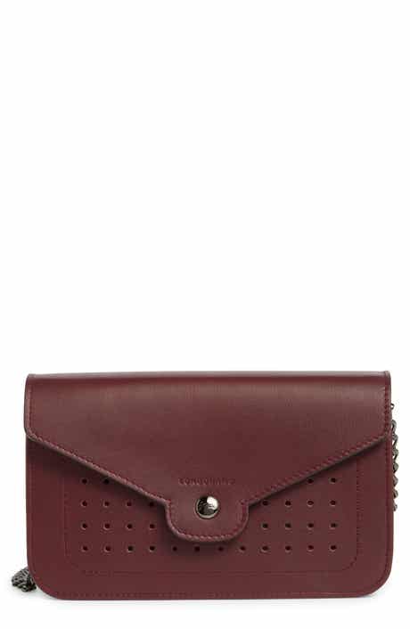 Longchamp Perforated Leather Wallet on a Chain