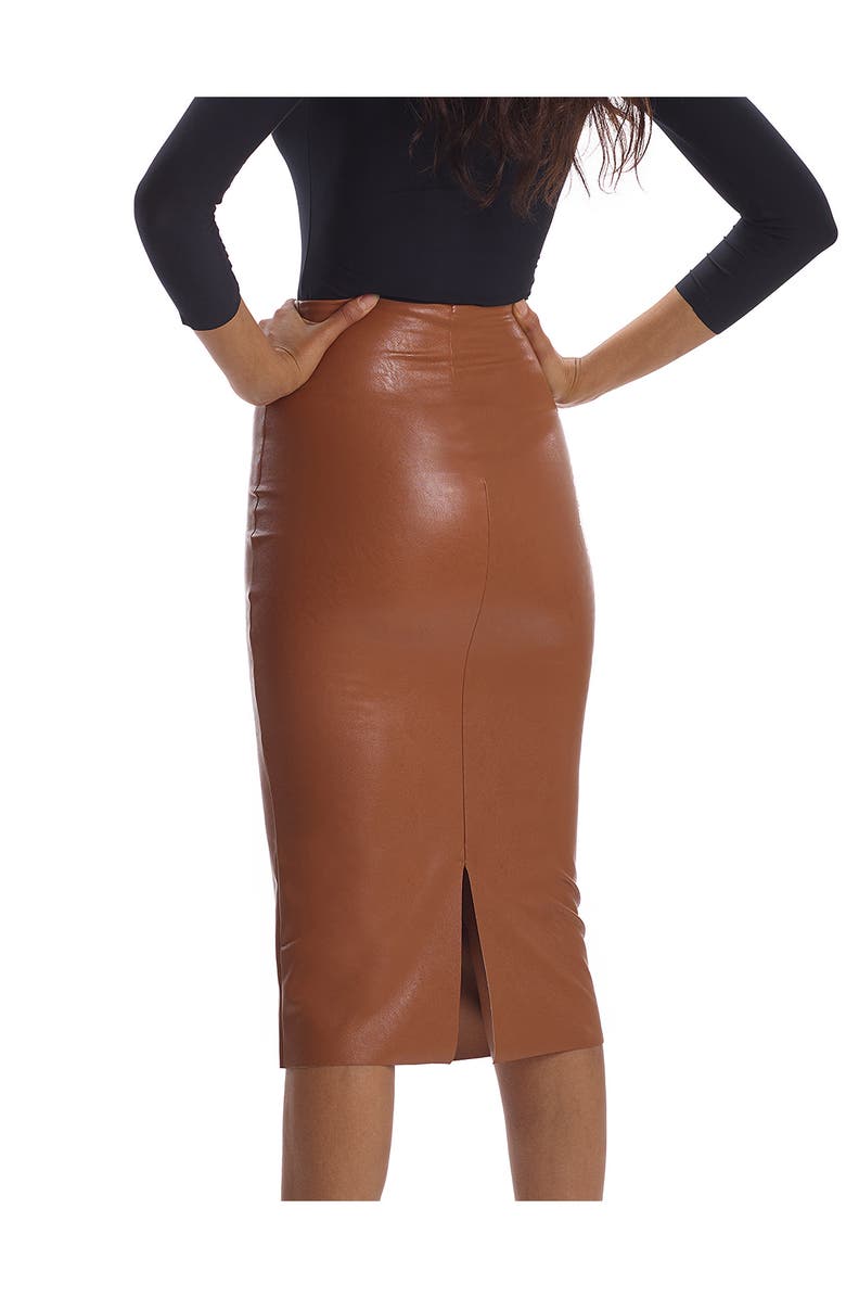 Commando Faux Leather Midi Skirt, Alternate, color, Cocoa