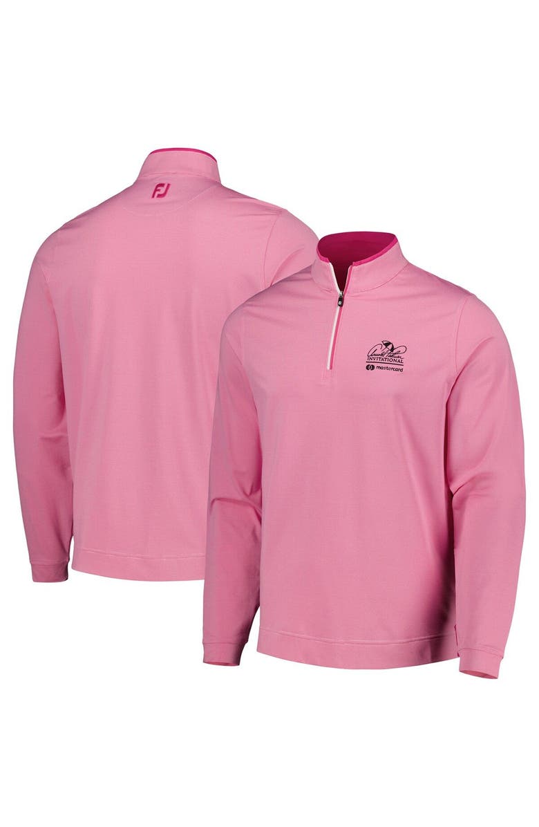 FOOTJOY Men's FootJoy Pink Arnold Palmer Invitational Striped Quarter-Zip Jacket, Main, color, 